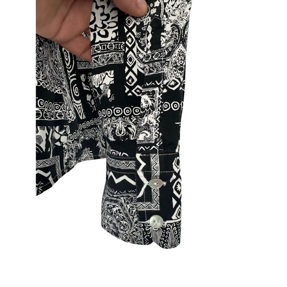 CHICOS Floral Persian Geo 100% Cotton Career Button Up Shirt Size 0 US S - Picture 5 of 8